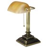 Alera Traditional Banker's Lamp with USB, 10"w x 10"d x 15"h, Antique Brass ALELMP517AB